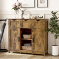 Buffet Vintage à Trois Tiroirs Deux Portes Étagère Centrale Ouverte Style Ferme en MDF