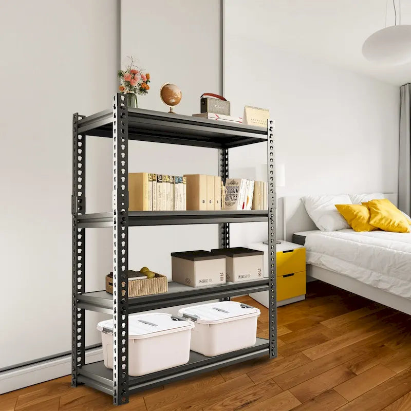 Étagère de rangement métallique robuste à 5 niveaux noire, étagères de garage réglables