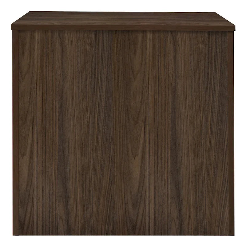 Armoire de bureau en bois de cerisier avec deux portes, étagères réglables et serrure.