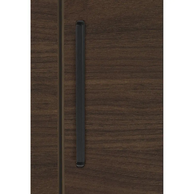 Armoire de bureau en bois de cerisier avec deux portes, étagères réglables et serrure.
