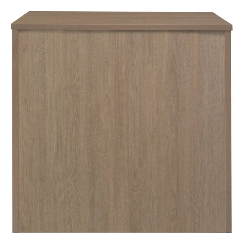 Armoire de bureau en bois de cerisier avec deux portes, étagères réglables et serrure.