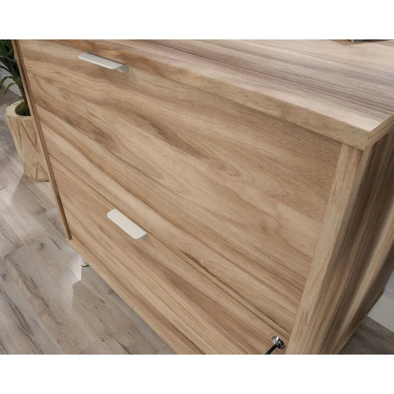 Classeur latéral à deux tiroirs Grand Walnut, format lettre/légal, extension complète, tiroir inférieur verrouillable, base en métal
