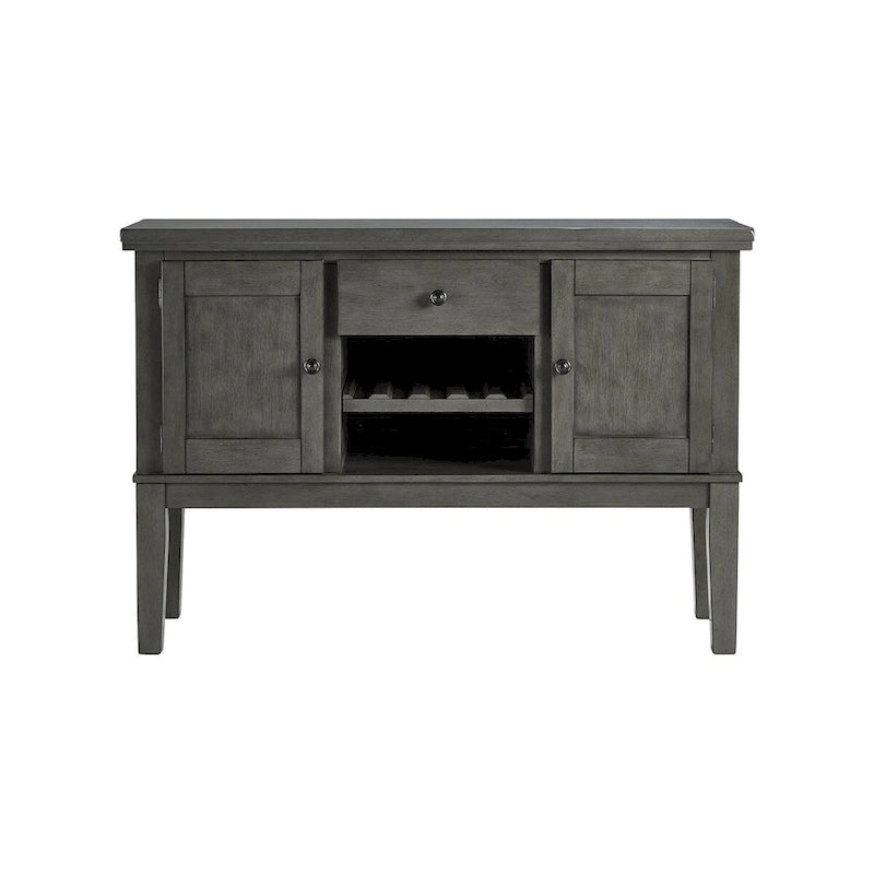 Buffet de salle à manger gris deux portes tiroir casier à vin placage acacia