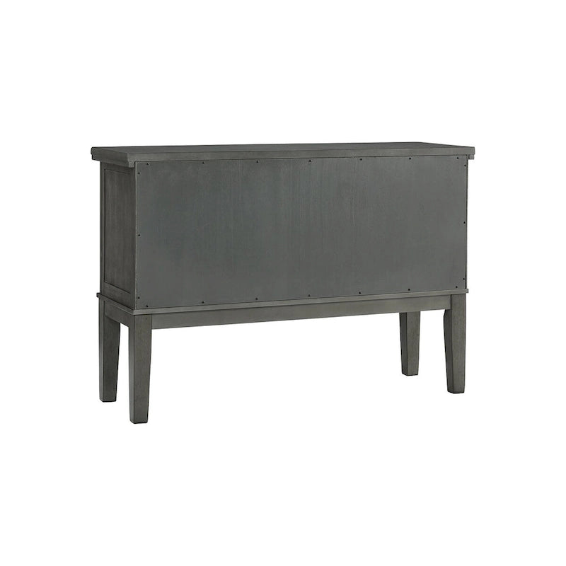 Buffet de salle à manger gris deux portes tiroir casier à vin placage acacia