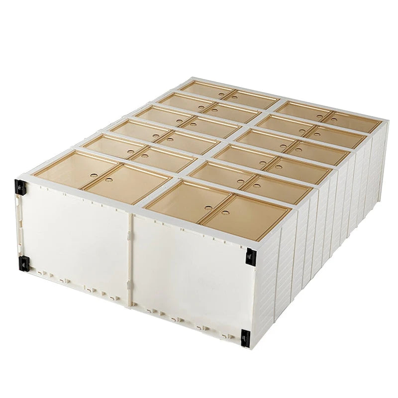 Meuble à chaussures blanc pliable 24 paires six niveaux portes magnétiques dépolies aucun outil requis