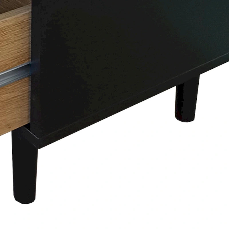 Commode 6 tiroirs en rotin naturel, MDF, panneaux de particules, pieds coniques, rangement de chambre